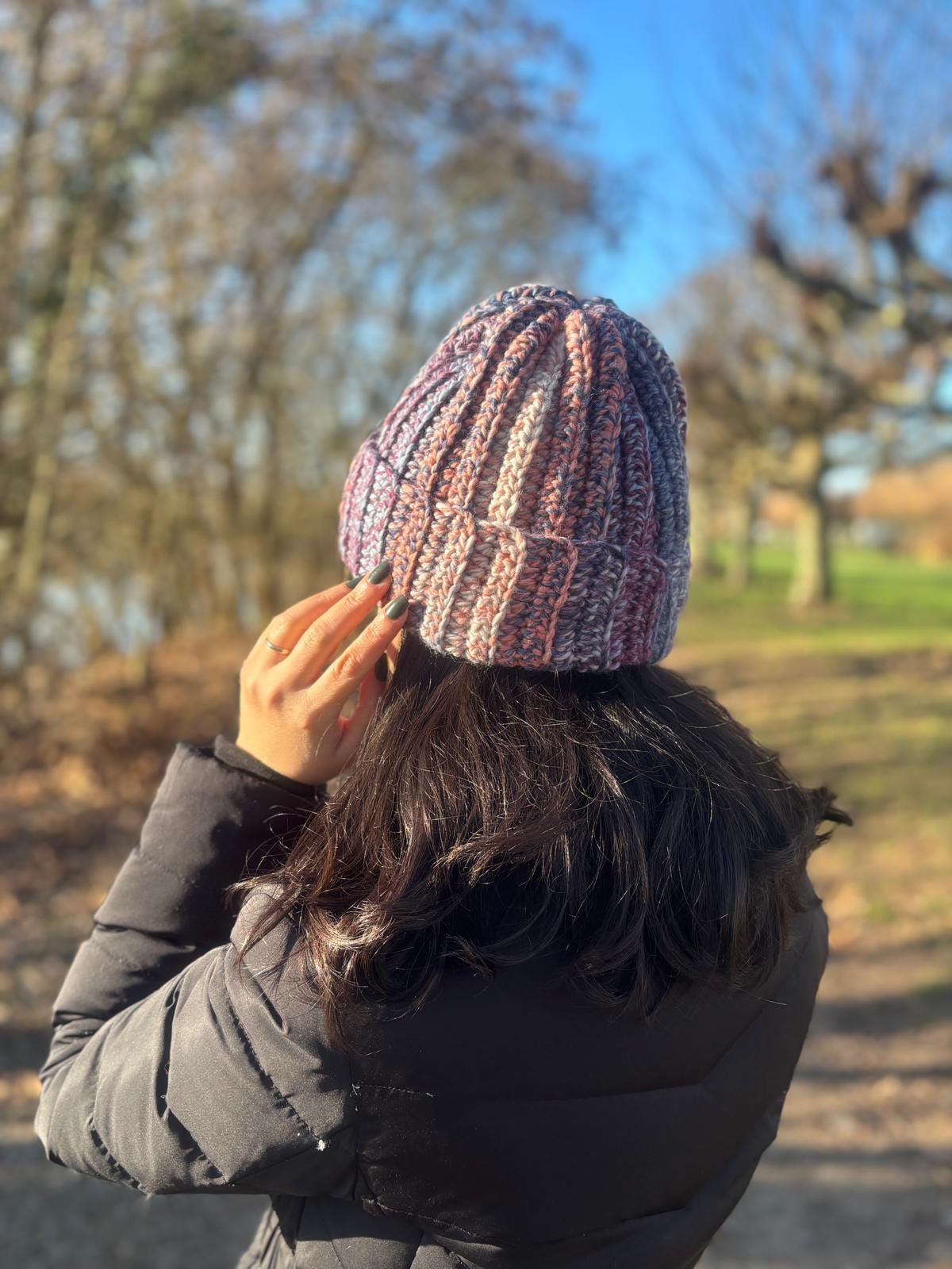 100% Wool Multi-color Striped Crochet Beanie, Rainbow Winter  display picture 3