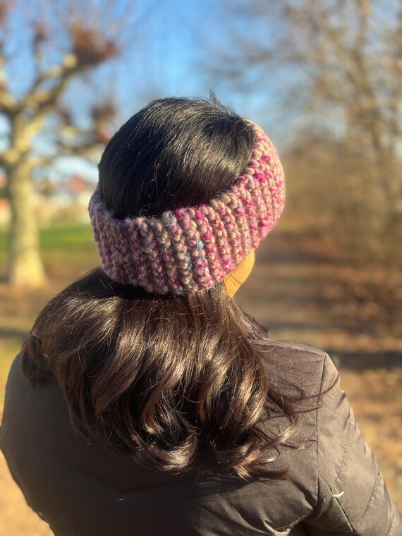 Chunky Knit Colorful Ear Warmer, Handmade Thick Knitted  display picture 1