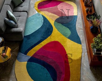 Dywan Colorfield Topography – abstrakcyjny, organiczny dywan w wyrazistych, wielokolorowych kolorach | Nowoczesny, artystyczny wystrój podłogi
