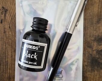 Set de regalo de pluma estilográfica recargable / Elegante pluma estilográfica con tintero / Pluma estilográfica recargable de lujo para escritores, calígrafos y amantes de la papelería