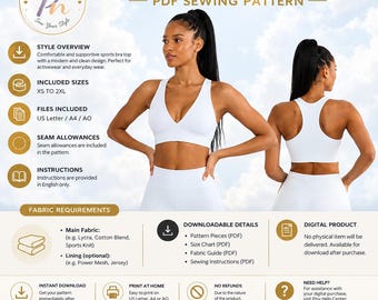 women sport bar Pattern Sewing Pattern - Downloadable PDF Sewing Pattern |A4 US Letter Printable | Instant Downloadable