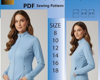 Top de mujer con cremallera y bolsillo / Patrón de costura en PDF descargable / Tamaño A4 (Carta EE. UU.) / Descarga instantánea