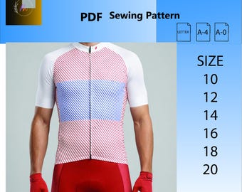 Cartamodello PDF per maglia da ciclismo da uomo, modello sportivo (download digitale)