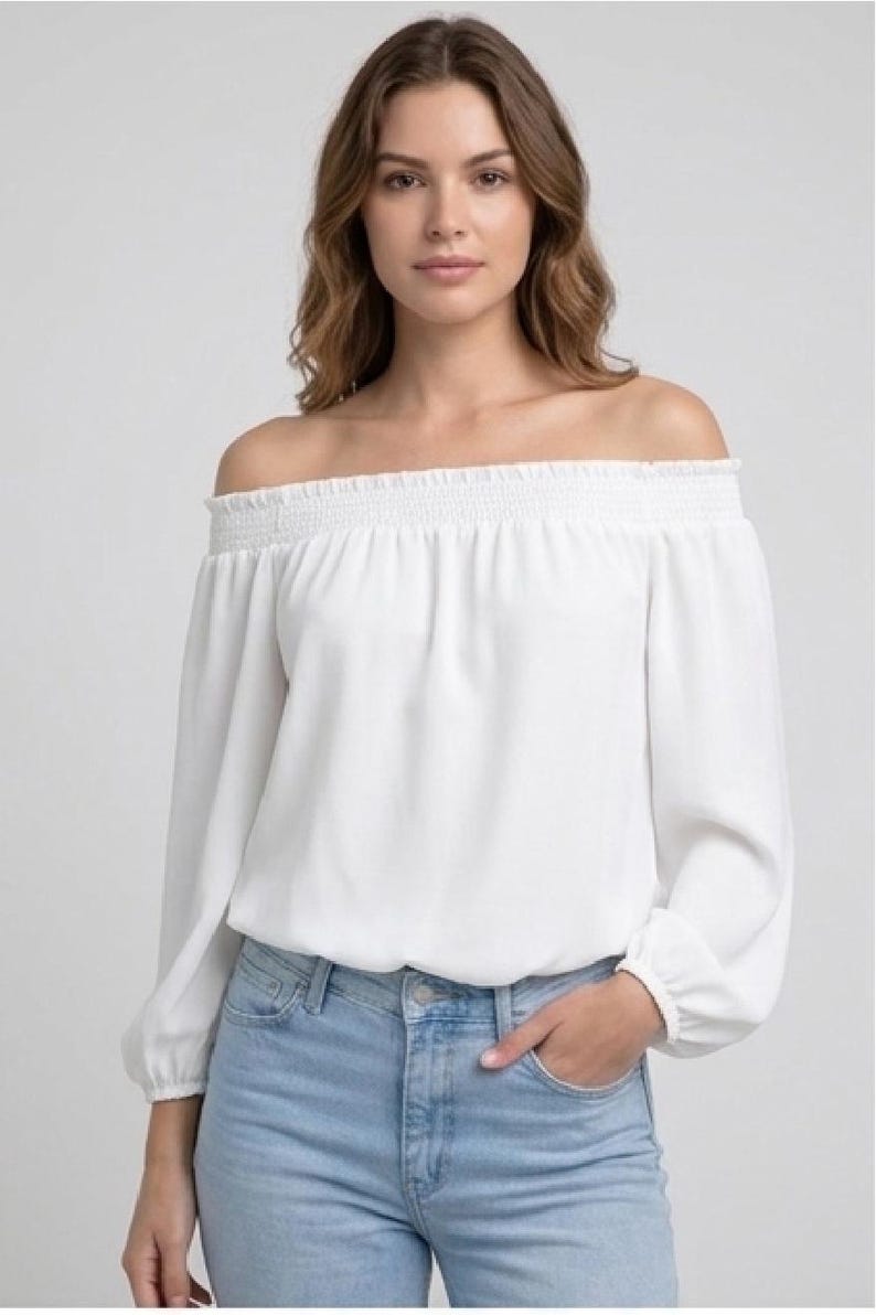 Long Sleeve Bardot Blouse PDF Sewing Pattern | off Shoulder Elegant Top ...