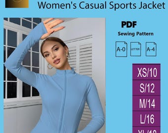 Sculpt Fit Zip Top Women's Casual Sports Jacket PDF Sewing Pattern (A4, US Letter)
