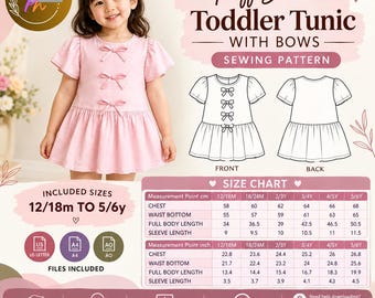 Puff Sleeve Toddler with Bows Pattern PDF Sewing Pattern- Downloadable PDF Sewing Pattern |A4 US Letter Printable | Instant Downloadable