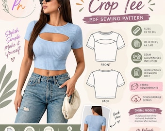Cut Out Crop Top Sewing Pattern (PDF Download)