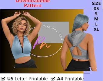 Cartamodello per canotta corta con cappuccio e cerniera (PDF scaricabile)