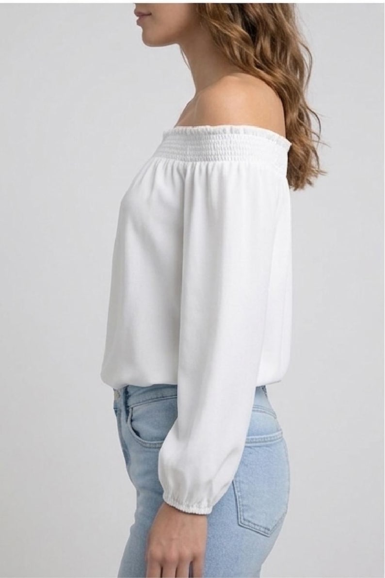 Long Sleeve Bardot Blouse PDF Sewing Pattern | off Shoulder Elegant Top ...
