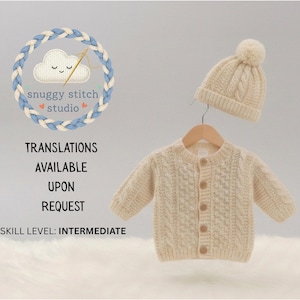 Crochet Baby Cardigan Pattern PDF | Beanie Hat & Cardigan Set | Easy Crochet Pattern | 6–24 Months | English (Translations Available)
