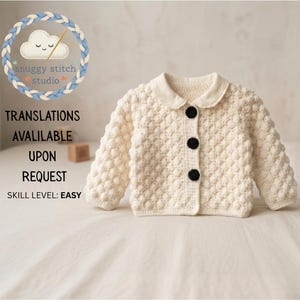 Baby Crochet Cardigan PDF | Easy Crochet Pattern for Children’s Cardigan | Sweater, 6, 12, 18 Months, Baby Sweater, TRANSLATIONS AVAILABLE
