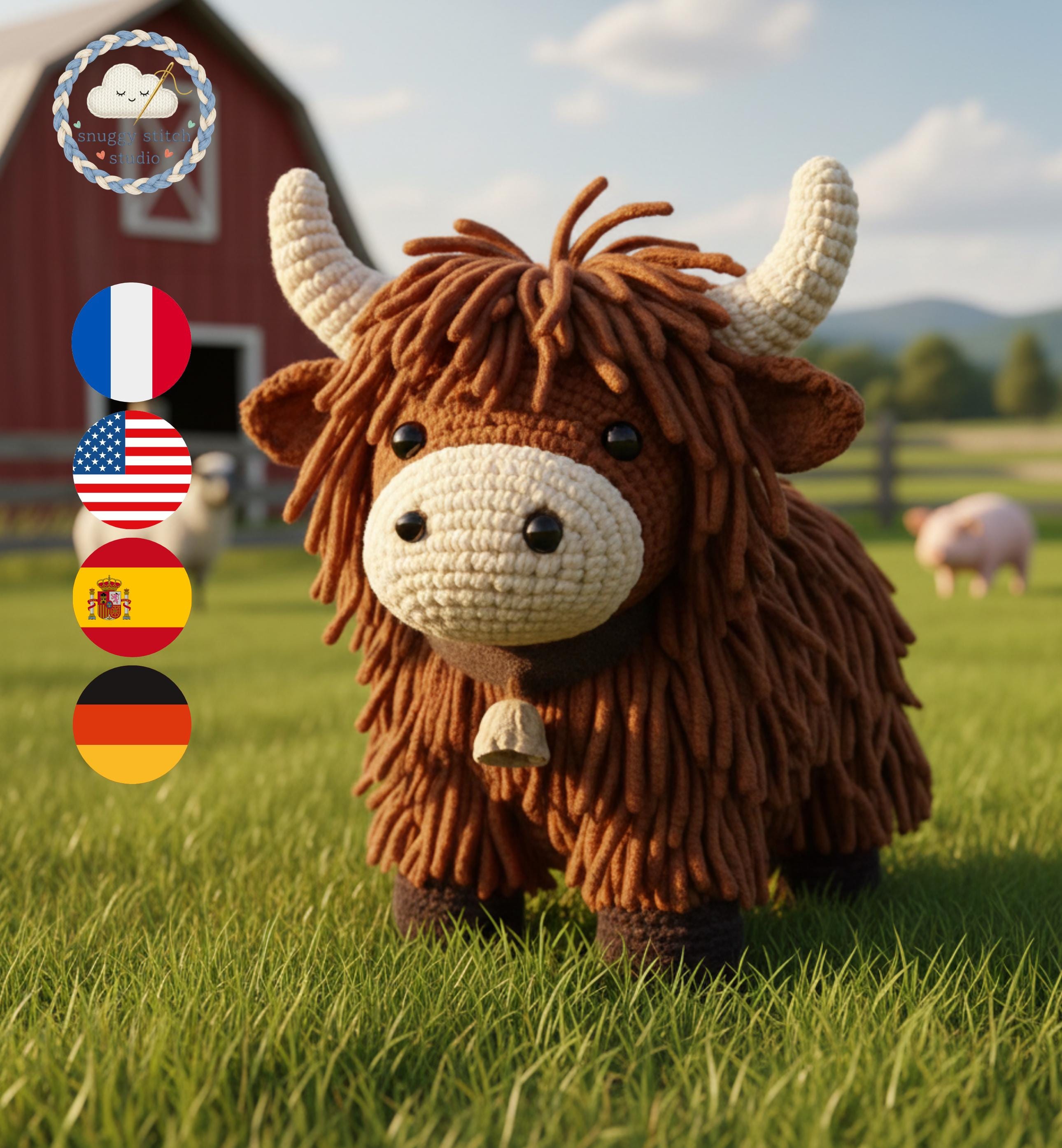 7–8.5 Inch Highland Cow Plush Pattern
