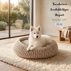 Crochet Cat and Dog Bed Pattern – Chunky Yarn Pet Bed DIY (4 Languages)