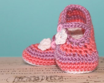 Instant Download - CROCHET PATTERN PDF - Crochet Baby Girl Striped Booties - Crochet Booties