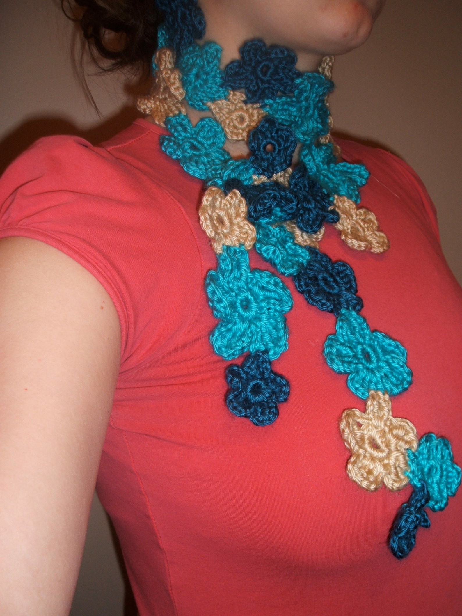 PDF PATTERN Crochet Flower Scarf Pattern CAN Sell Finished Items