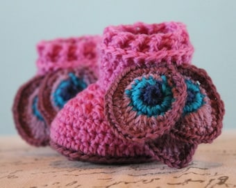 PATRÓN DE CROCHET PDF - Botitas Pavo Real - Botitas Niña Crochet - Descarga Instantánea