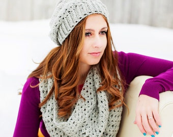 Instant Download - CROCHET PATTERN PDF - Slouch Hat and Infinity Scarf - Permission To Sell Finished Items