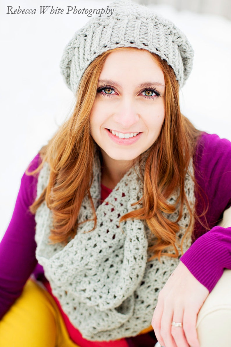 Instant Download - CROCHET PATTERN PDF - Slouch Hat and Infinity Scarf ...
