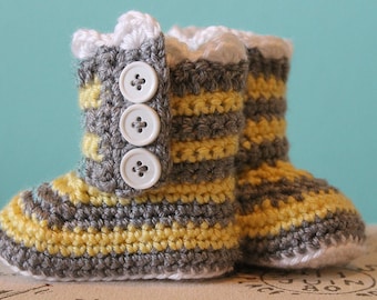 Instant Download - CROCHET PATTERN PDF - Crochet Baby Girl Striped Boots - Crochet Booties