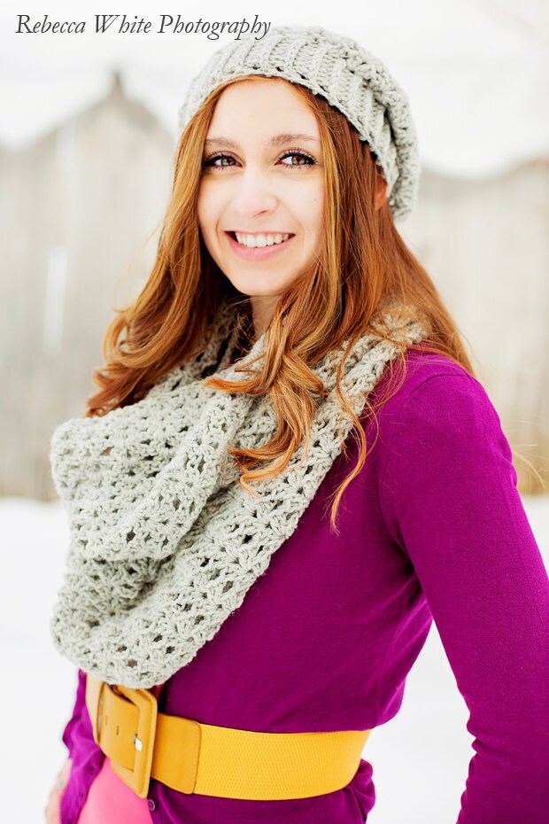 Instant Download - CROCHET PATTERN PDF - Slouch Hat and Infinity Scarf ...