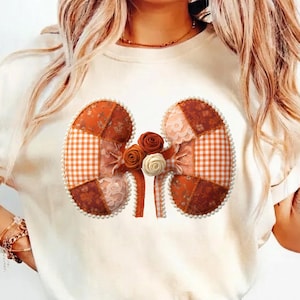 Chemise rénale en patchwork, t-shirt de sensibilisation à l'anatomie, soutien du cancer du rein, cadeaux pour elle