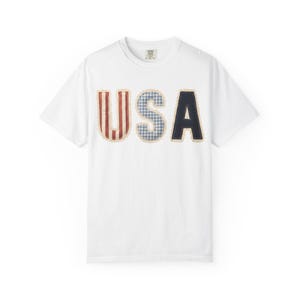 Preppy USA Applique Shirt, Patriotic Patchwork Tee, Vintage Americana Top, July Fourth Outfit image 3