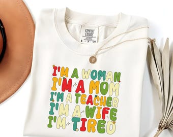 Retro shirt leraar moeder vrouw, vermoeid leven grafisch T-shirt, vintage stijl cadeau.