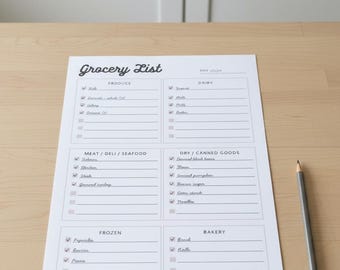 Minimalist Printable Grocery List | Digital Shopping List | Food Checklist PDF | Instant Download