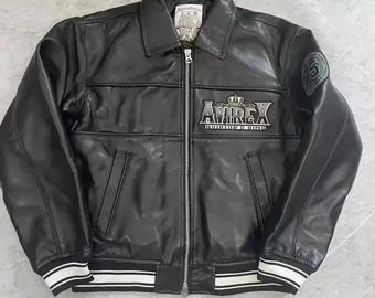 Handmade Avirex Aviators King 75th Anniversary Leather Jacket for mens