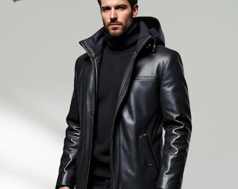Abrigo de cuero estilo desgastado para hombre, chaqueta tipo gabardina, ropa de abrigo vintage, moda de otoño, regalo para hombre.