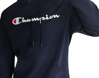 Champion Men's Fleece Script Logo Hoodie (Reg. Or Big & Tall) men blue hoodies