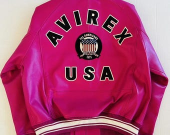 Handmade New Authentic Pink Avirex Icon Leather Jacket for men