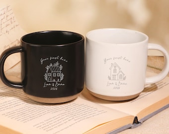Caneca com estampa de casa gravada a laser, presente personalizado para corretores de imóveis, presente comemorativo de casa nova, presente para novos proprietários.