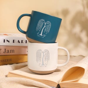 Taza del noveno aniversario de Carving Willow, taza para pareja, regalo de cerámica de boda personalizado para él, regalo de boda