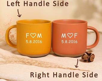 Personalized Ceramic Couple Mugs, 9th Anniversary Gift