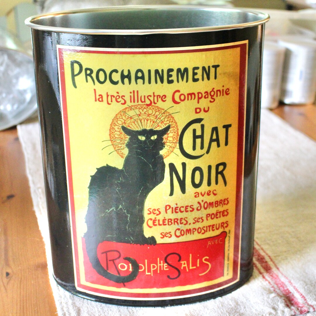 French Black Cat Wastebasket LARGE Etsy