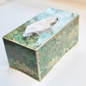 Turquoise Marbled Large Tissue Box Cover