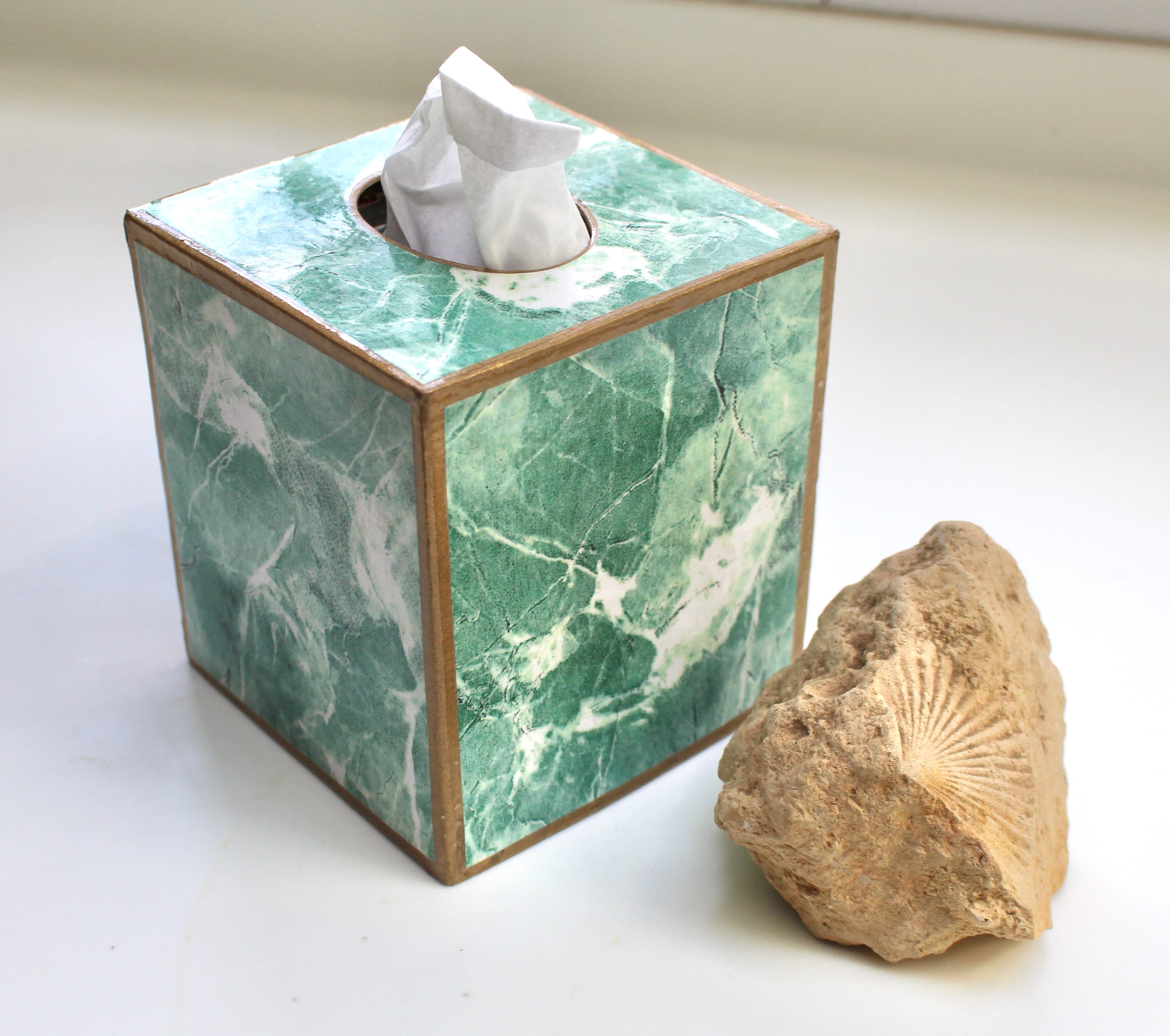 Green Marble Tissue Box Cover 