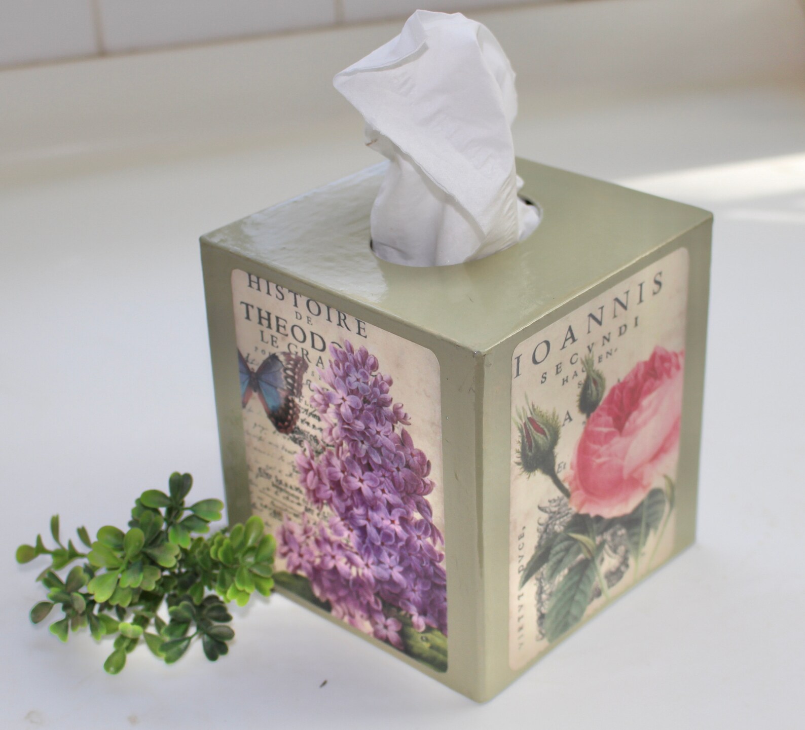 Roses and Lilacs Tissue Box Cover Etsy