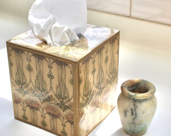 French Roses Tissue Box Cover Black