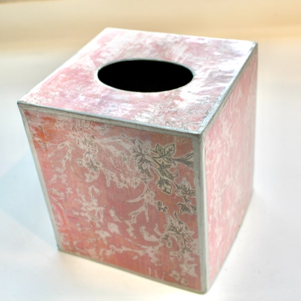 Contemporary Pink and Silver Tissue Box Cover