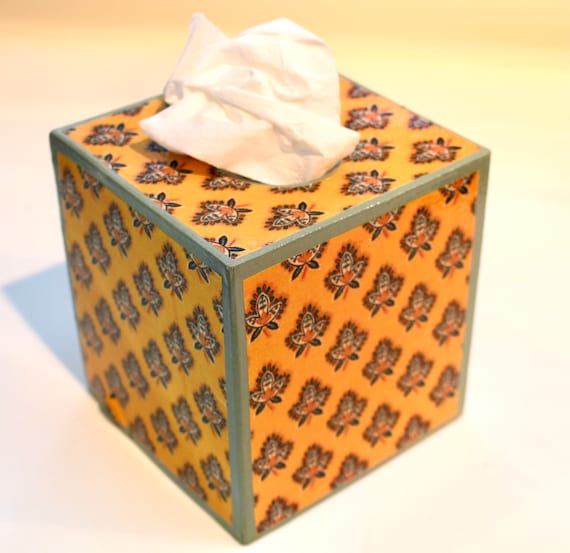 Cubierta de caja de pañuelos de papel Toile francés