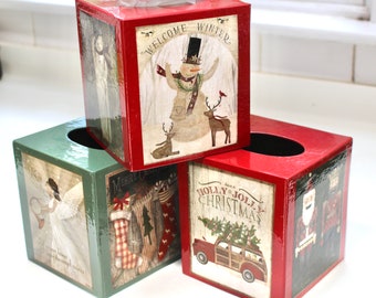 Country Christmas Tissue Box Cover - Etsy