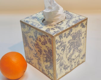 Blue Toile Tissue Box Cover