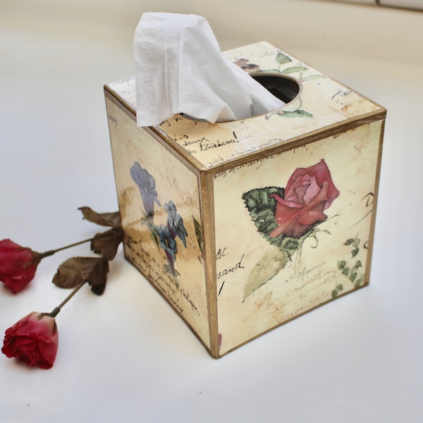 Roses  and Poetry Tissue Box Cover