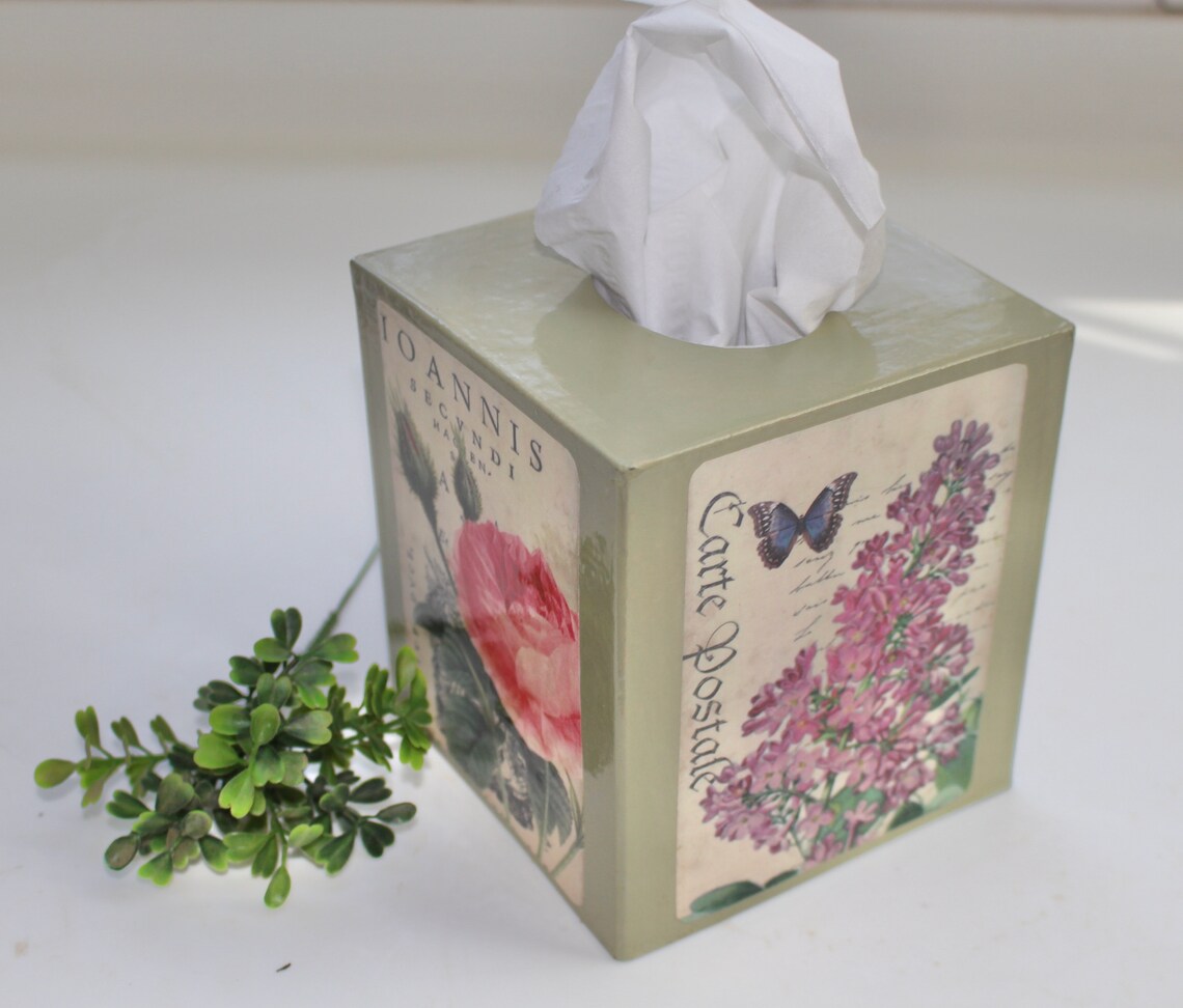 Roses and Lilacs Tissue Box Cover Etsy