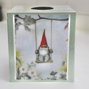 Gnome on a Swing Tissue Box Cover