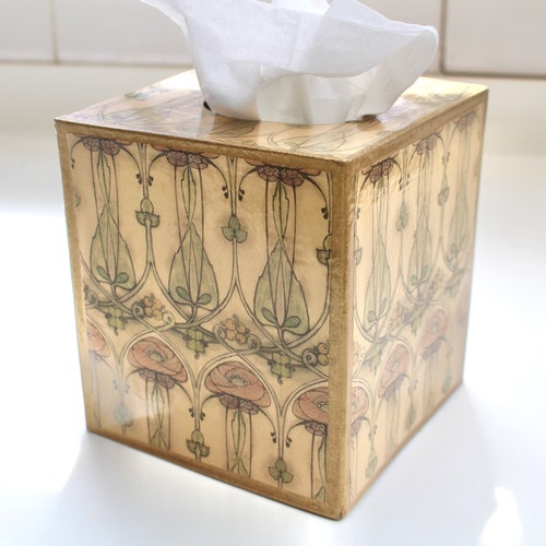 Lotus Art Deco Tissue Box Cover Etsy
