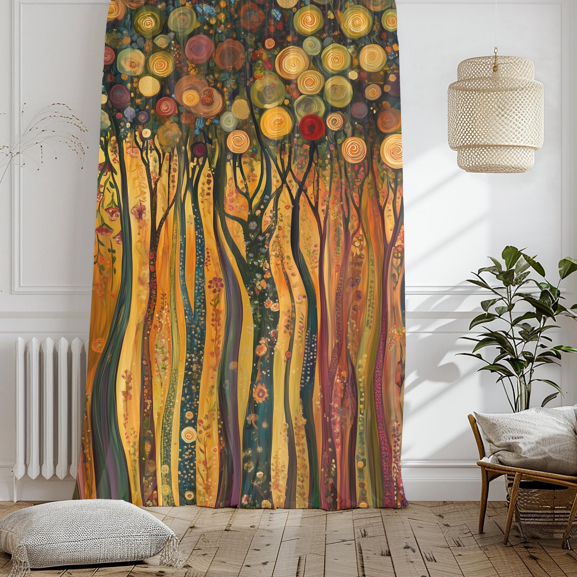 Paire De Rideaux Monkwell Art Nouveau Fleurs - 66P X 127W - Doublés Coton