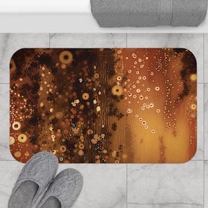Tapis de bain, tapis de salle de bain mignon unique inspiré de Gustav Klimt, tapis de bain de douche coloré, jolis accessoires de salle de bain